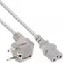 Cabo de alimentação InLine, CEE 7/7 angulado / ficha IEC C13 de 3 pinos, cinzento, 2 m