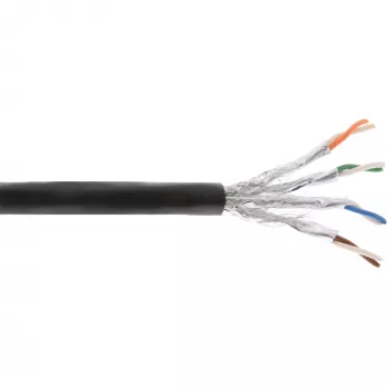 Cabo de instalação exterior InLine S/FTP PiMF Cat.7a AWG 23 cobre 1200 MHz PE, 100 m