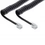 Cabo espiral InLine RJ10 diretamente ligado ficha / ficha, preto, até 2 m