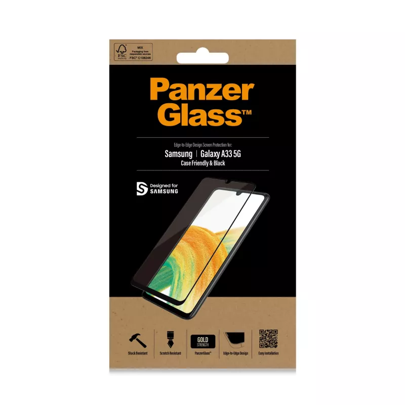 Vidro protetor de ecrã PanzerGlass Samsung Galaxy A33 5G resistente a riscos e choques