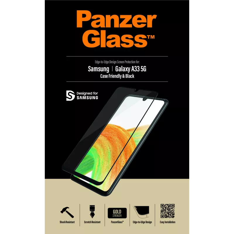 Vidro protetor de ecrã PanzerGlass Samsung Galaxy A33 5G resistente a riscos e choques