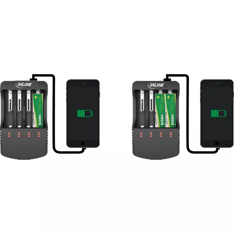 Carregador InLine para baterias de lítio e NiCd+NiMH, 1 unid.