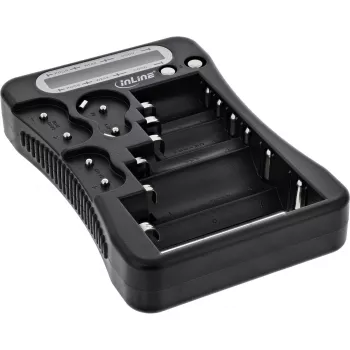 Testador de pilhas InLine 01285 com visor LCD para pilhas redondas e de botão