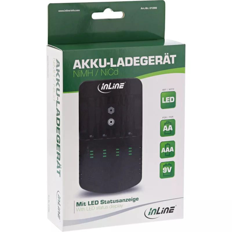 Carregador InLine NiMH/NiCd, AA AAA e 9V