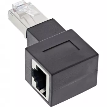 Adaptador de cabo de rede Cat.6A InLine, RJ45 macho / fêmea, ângulo de 90° para a direita