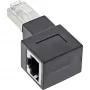 Adaptador de cabo de rede Cat.6A InLine, RJ45 macho / fêmea, ângulo de 90° para a direita