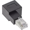 Adaptador de cabo de rede Cat.6A InLine, RJ45 macho / fêmea, ângulo de 90° para a direita
