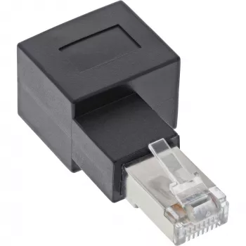 Adaptador de cabo de rede Cat.6A InLine, RJ45 macho / fêmea, ângulo de 90° para a direita