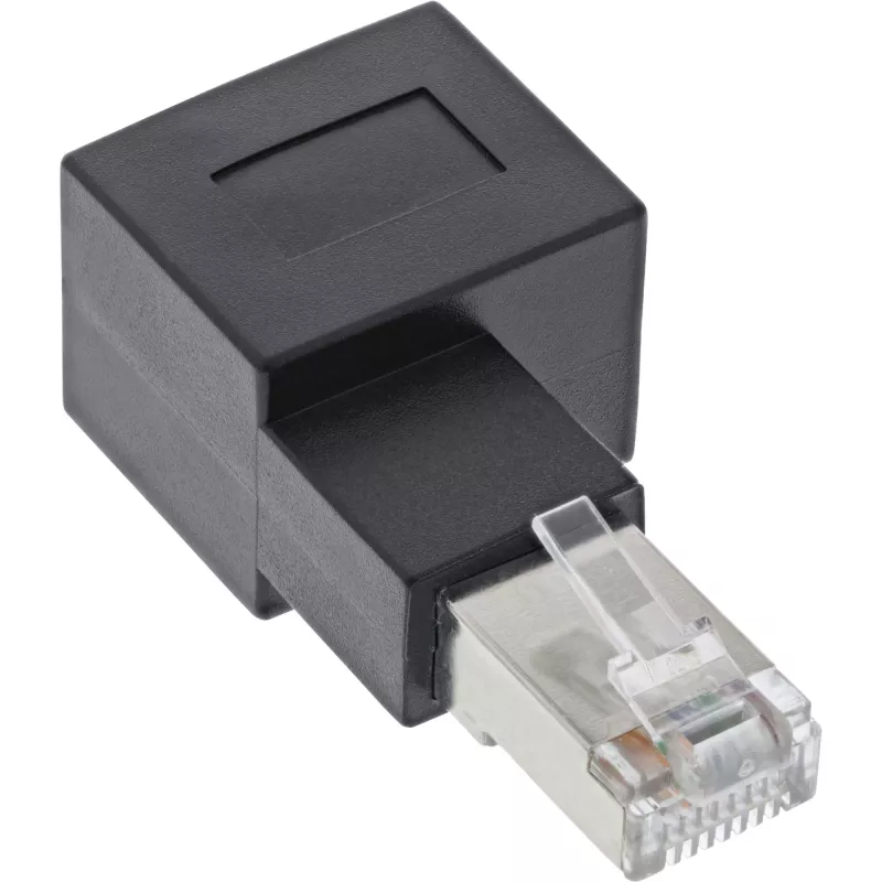 Adaptador de cabo de rede Cat.6A InLine, RJ45 macho / fêmea, ângulo de 90° para a direita