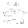 Adaptador de cabo de rede Cat.6A InLine, RJ45 macho / fêmea, ângulo de 90° para a direita