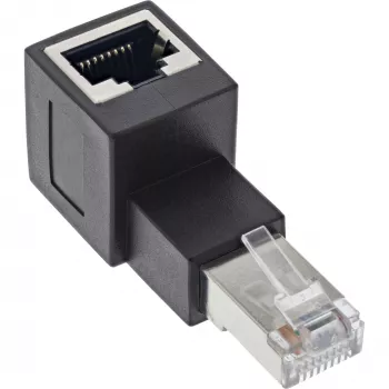 Adaptador de cabo de rede Cat.6A InLine, RJ45 macho / fêmea, ângulo de 90° para cima