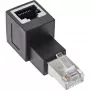 Adaptador de cabo de rede Cat.6A InLine, RJ45 macho / fêmea, ângulo de 90° para cima