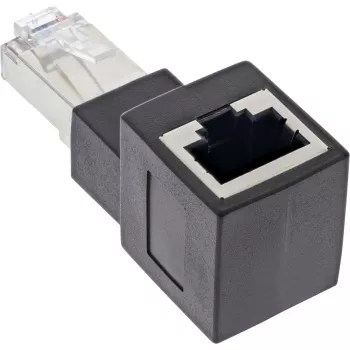 Adaptador de cabo de rede Cat.6A InLine, RJ45 macho / fêmea, ângulo de 90° para cima