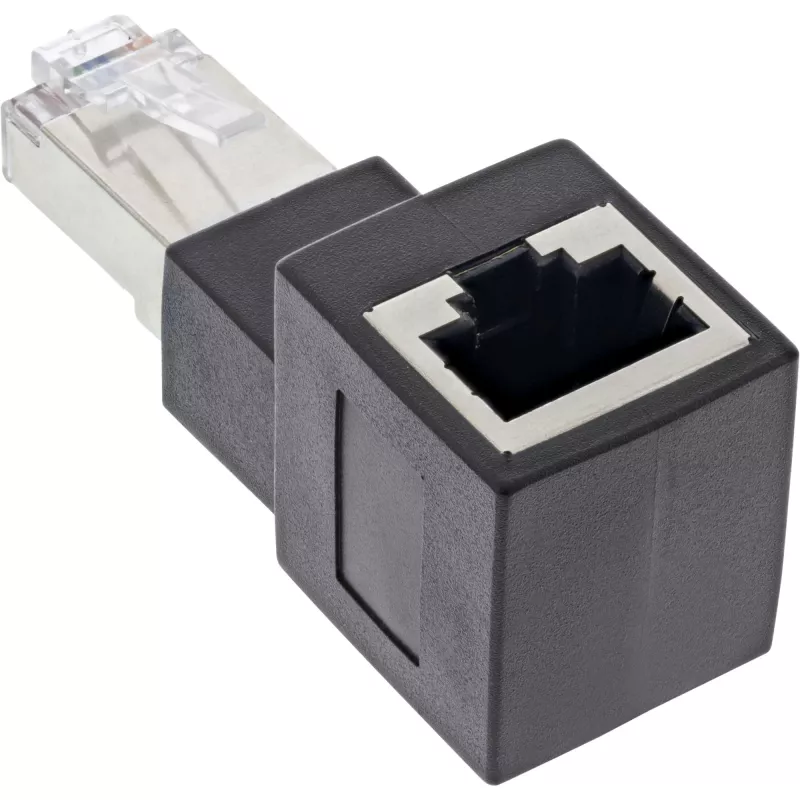 Adaptador de cabo de rede Cat.6A InLine, RJ45 macho / fêmea, ângulo de 90° para cima