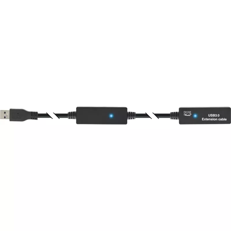Cabo repetidor ativo USB3.2 Gen.1 InLine Type-A macho / fêmea, preto, 15 m