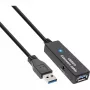 Cabo repetidor ativo USB3.2 Gen.1 InLine Type-A macho / fêmea, preto, 15 m