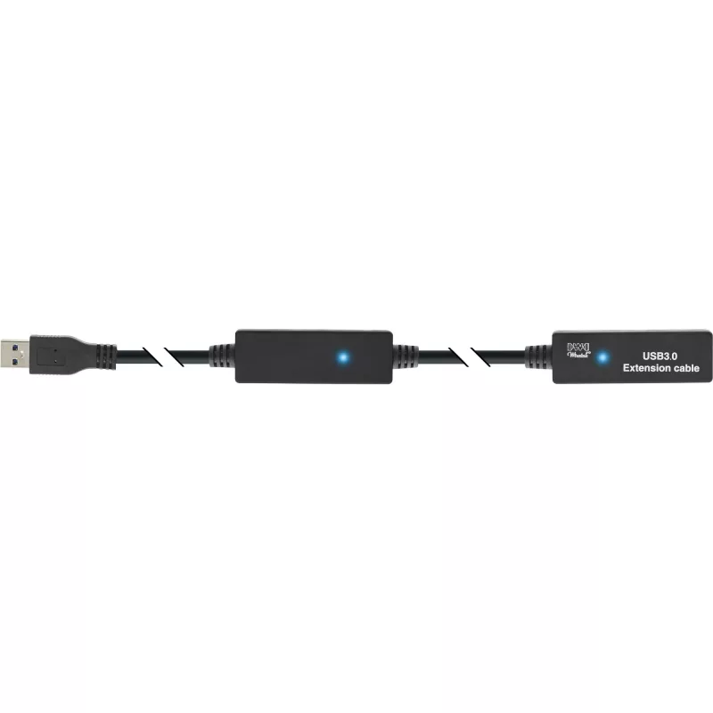 Cabo repetidor ativo USB3.2 Gen.1 InLine Type-A macho / fêmea, preto, 10 m