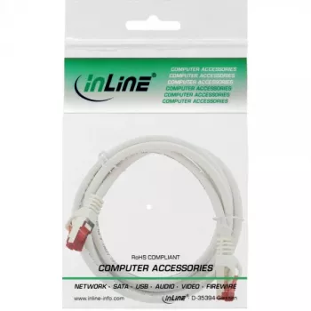 Cabo de rede InLine S/FTP PiMF Cat.6 250 MHz cobre isento de halogéneos branco 1 m