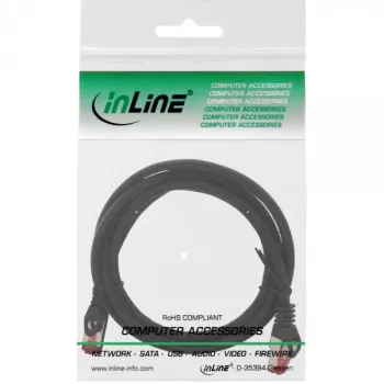 Cabo de rede InLine S/FTP PiMF Cat.6 250M Hz cobre isento de halogéneos preto 1,5m