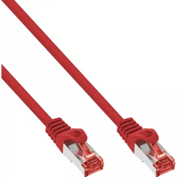 Cabo de rede InLine S/FTP PiMF Cat.6 250M Hz cobre isento de halogéneos vermelho 10m