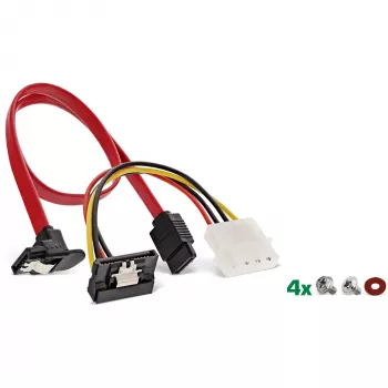 Conjunto de moldura de montagem HDD/SSD InLine com cabo SATA e de alimentação, angular, incl. parafusos