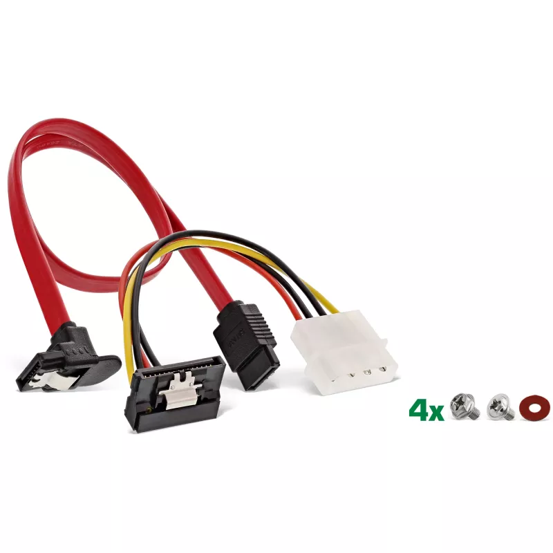 Conjunto de moldura de montagem HDD/SSD InLine com cabo SATA e de alimentação, angular, incl. parafusos