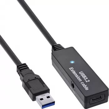 Extensão ativa USB 3.2 Gen.1 InLine, ficha USB-A para conector fêmea USB-C, 5m