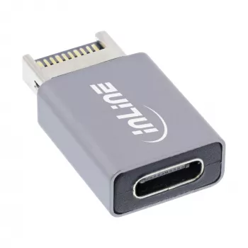 Adaptador USB 3.2 InLine, ficha interna USB-E de painel frontal para conector fêmea USB-C