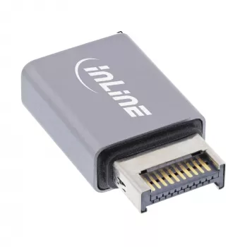 Adaptador USB 3.2 InLine, ficha interna USB-E de painel frontal para conector fêmea USB-C