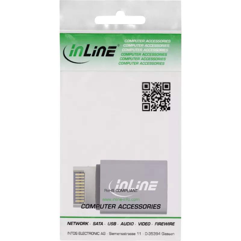 Adaptador USB 3.2 InLine, ficha interna USB-E de painel frontal para conector fêmea USB-C