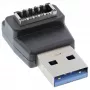 Adaptador USB 3.2 InLine, ficha USB-A para conector fêmea interno USB-E de painel frontal