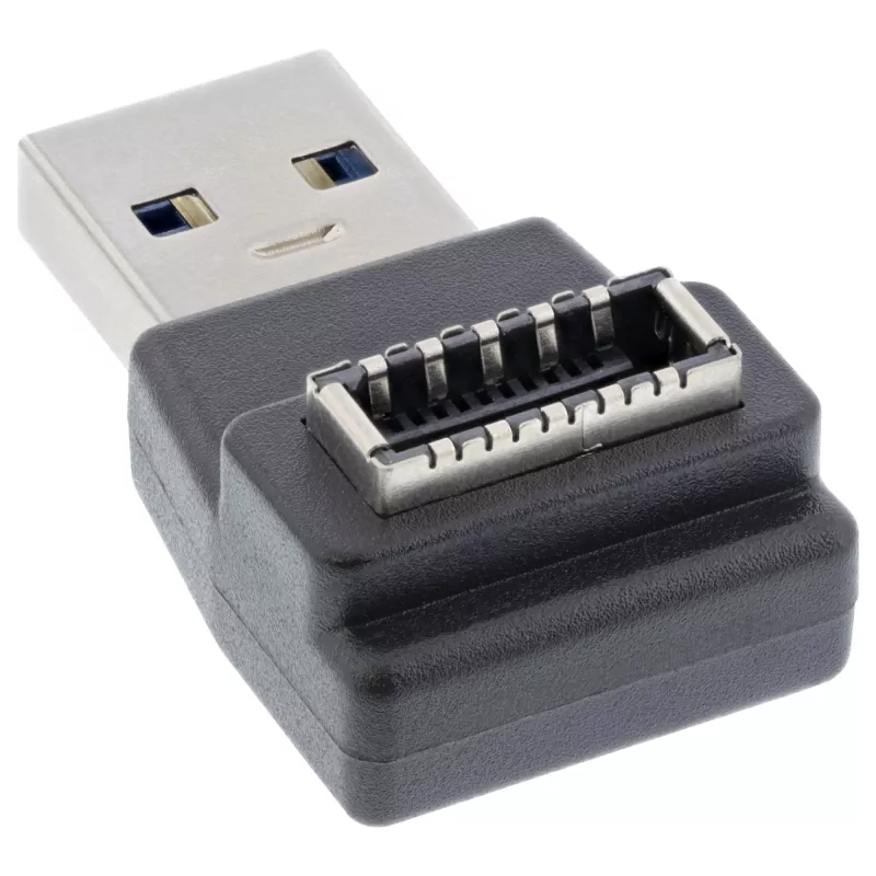 Adaptador USB 3.2 InLine, ficha USB-A para conector fêmea interno USB-E de painel frontal