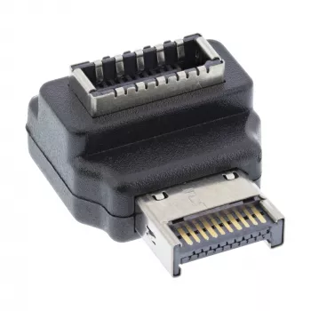 Adaptador USB 3.2 interno InLine, ficha de painel frontal USB-E para conector fêmea USB-E 90°