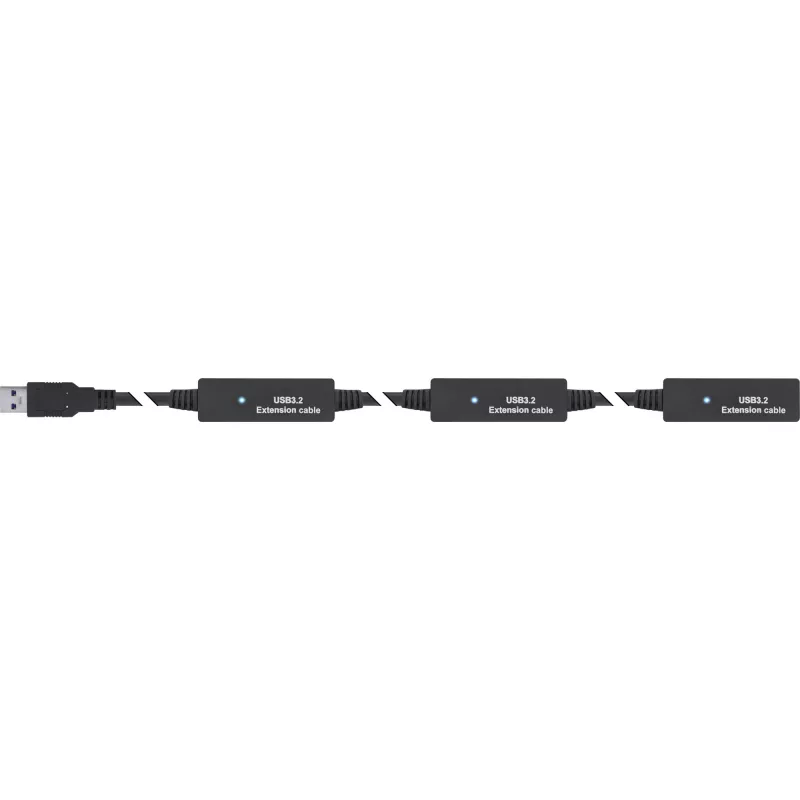 Extensão ativa USB 3.2 Gen.1 InLine, ficha USB-A para conector fêmea USB-C, 10 m