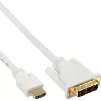 Cabo HDMI para DVI InLine ficha / ficha 18+1 branco dourado 5m