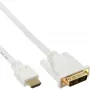 Cabo HDMI para DVI InLine ficha / ficha 18+1 branco dourado 5m