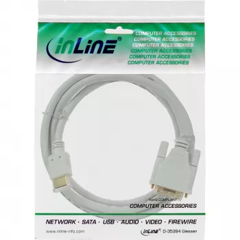 Cabo HDMI para DVI InLine ficha / ficha 18+1 branco dourado 5m