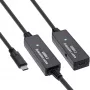 Extensão ativa USB 3.2 Gen.1 InLine, ficha USB-C para conector fêmea USB-C, 15 m