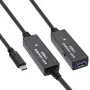 Extensão ativa USB 3.2 Gen.1 InLine, ficha USB-C para conector fêmea USB-A, 15 m