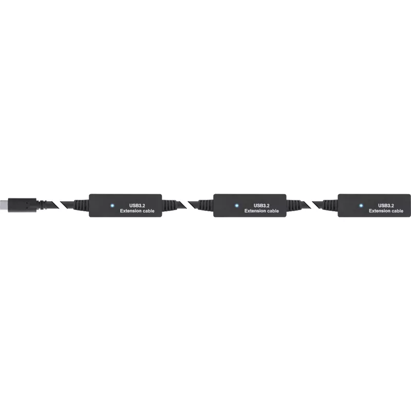 Extensão ativa USB 3.2 Gen.1 InLine, ficha USB-C para conector fêmea USB-A, 15 m