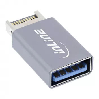 Adaptador USB 3.2 InLine, ficha interna USB-E de painel frontal para conector fêmea USB-A