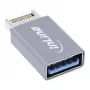 Adaptador USB 3.2 InLine, ficha interna USB-E de painel frontal para conector fêmea USB-A
