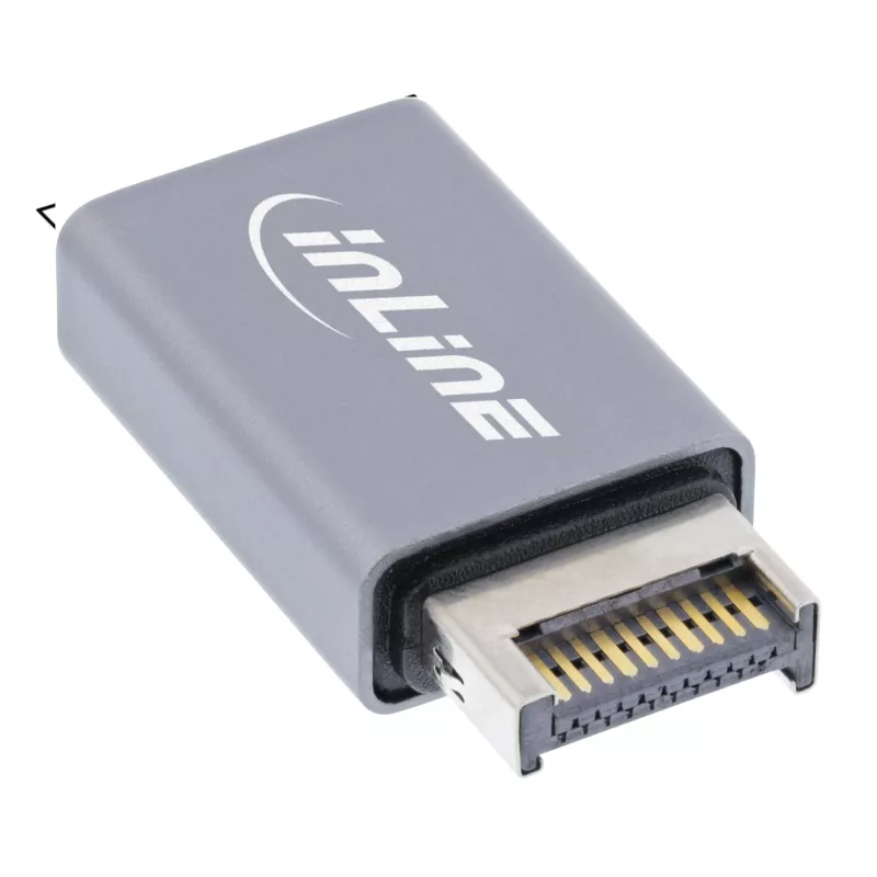 Adaptador USB 3.2 InLine, ficha interna USB-E de painel frontal para conector fêmea USB-A