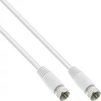 Cabo SAT InLine com blindagem dupla atenuação ultrabaixa 2x ficha F >75dB branco 15m