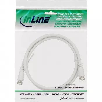 Cabo SAT InLine com blindagem dupla atenuação ultrabaixa 2x ficha F >75dB branco 15m