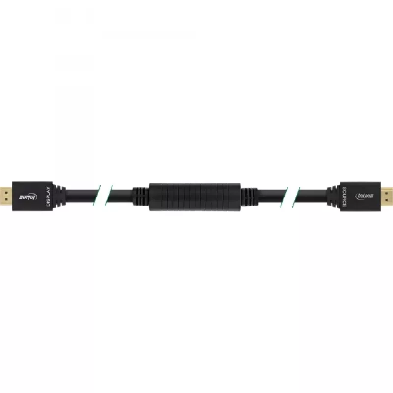 Cabo HDMI High Speed ativo InLine com Ethernet, M/M, preto, contactos dourados, 30 m