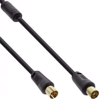 Cabo de antena InLine 2x blindado >85dB preto 2m