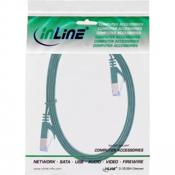 Cabo de rede plano InLine, U/FTP, Cat.6A, verde, 0,5 m