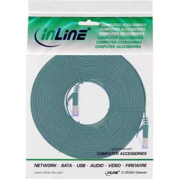 Cabo de rede plano InLine, U/FTP, Cat.6A, verde, 10 m