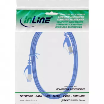 Cabo patch plano InLine, U/FTP, Cat.6A, azul, 1 m